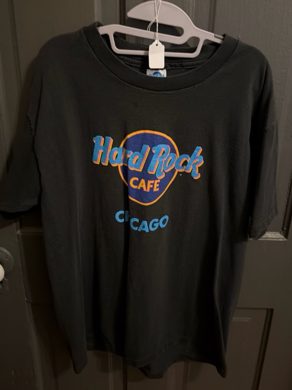 Hard Rock Cafe Black T-Shirt with Blue and Orange Chicago Logo